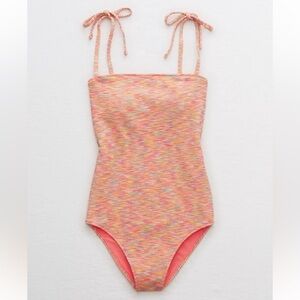 Aerie Space Dye Pique Bandeau One Piece Swimsuit Size XL